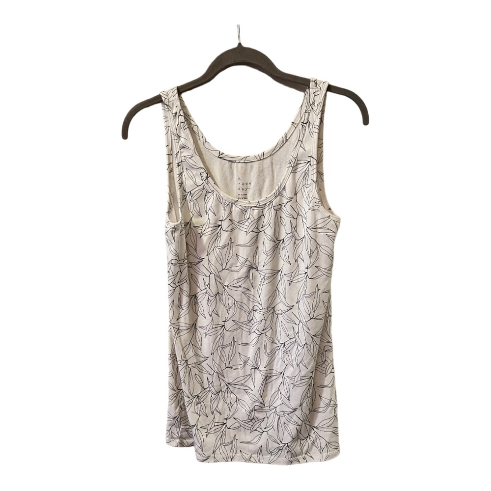 EUC WHITE LEAVES TANK TOP